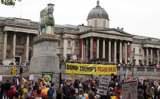 Dump Trump's trade deal banner