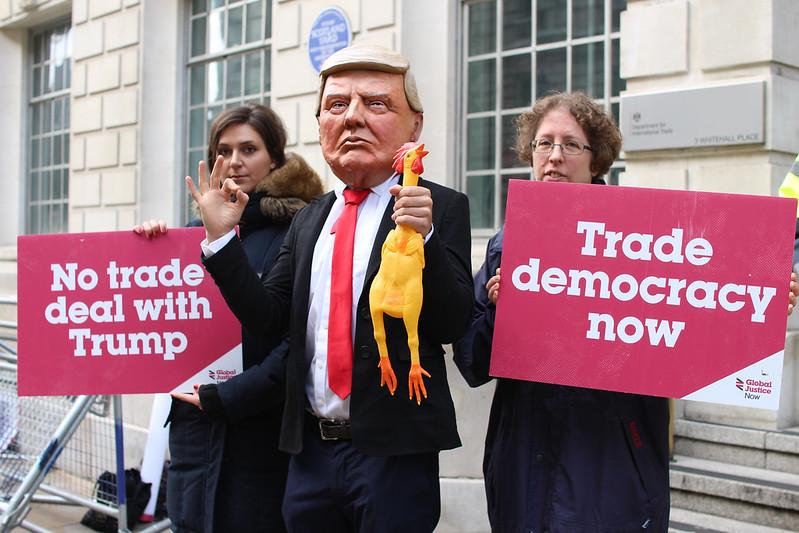 Protesters against a US-UK trade deal