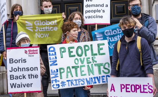 protest outside the G7 meeting in London calling for a People's Vaccine