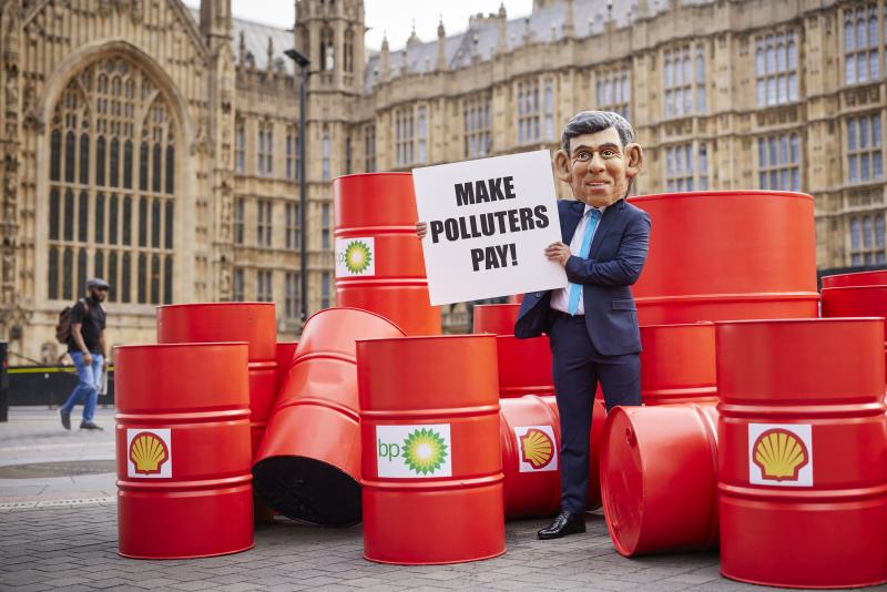 Make polluters pay parliament stunt