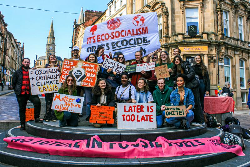 Global Justice Now youth network. Photo from youth climate strikes in Scotland 