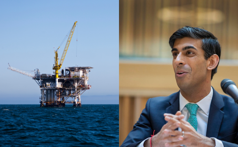 Rishi Sunak and North sea oil rig