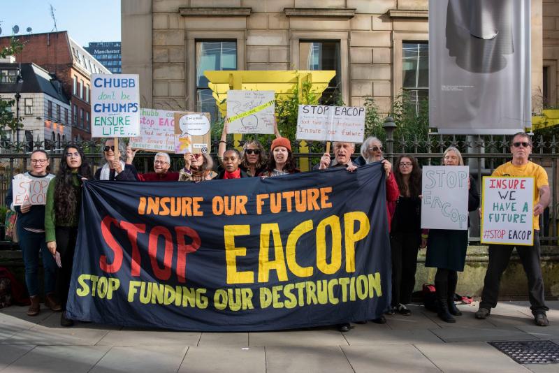 Stop EACOP protesters outside Chubb Insurance 