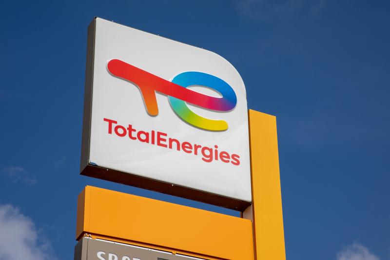 Total Energies logo outside a petrol station