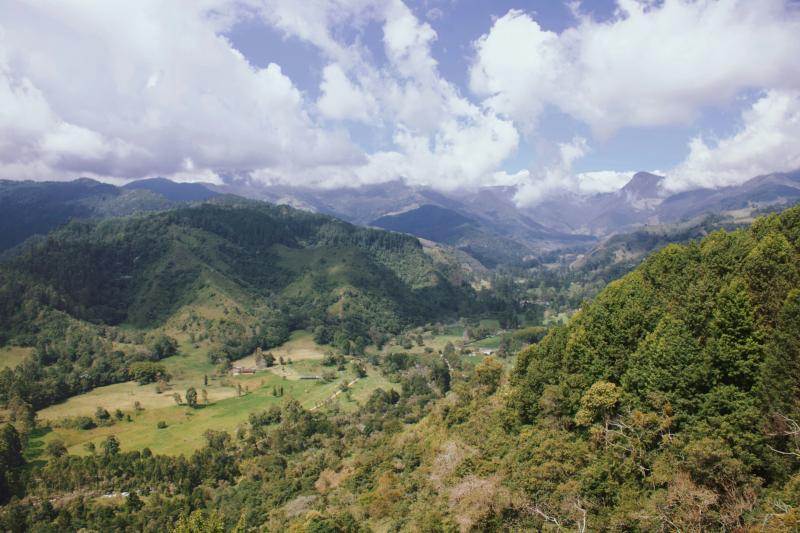 View of Colombia landscape, a valley surrounded by mountains